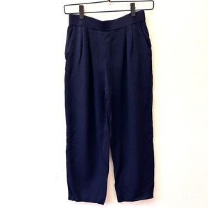 St. John Collection navy Santana knit wide leg cropped pants size 2